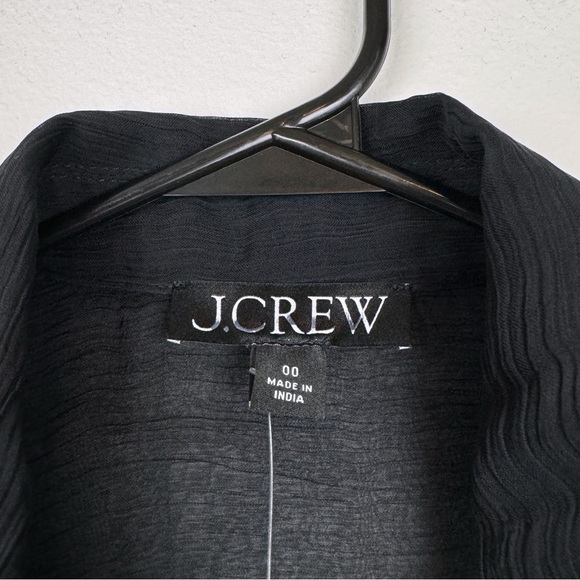 J. Crew Sheer Lace-Trim Button-Up Shirt Black Size 00/XXS NWT - Picture 5 of 6